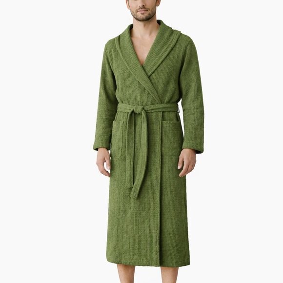 Magic Linen Other - Forest Linen Like-New Men’s Waffle Knit Robe L/XL